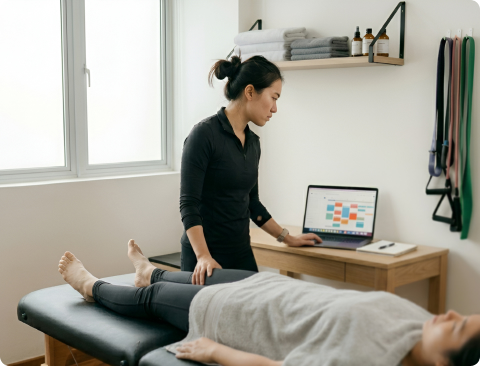 Physiotherapist treating a patient